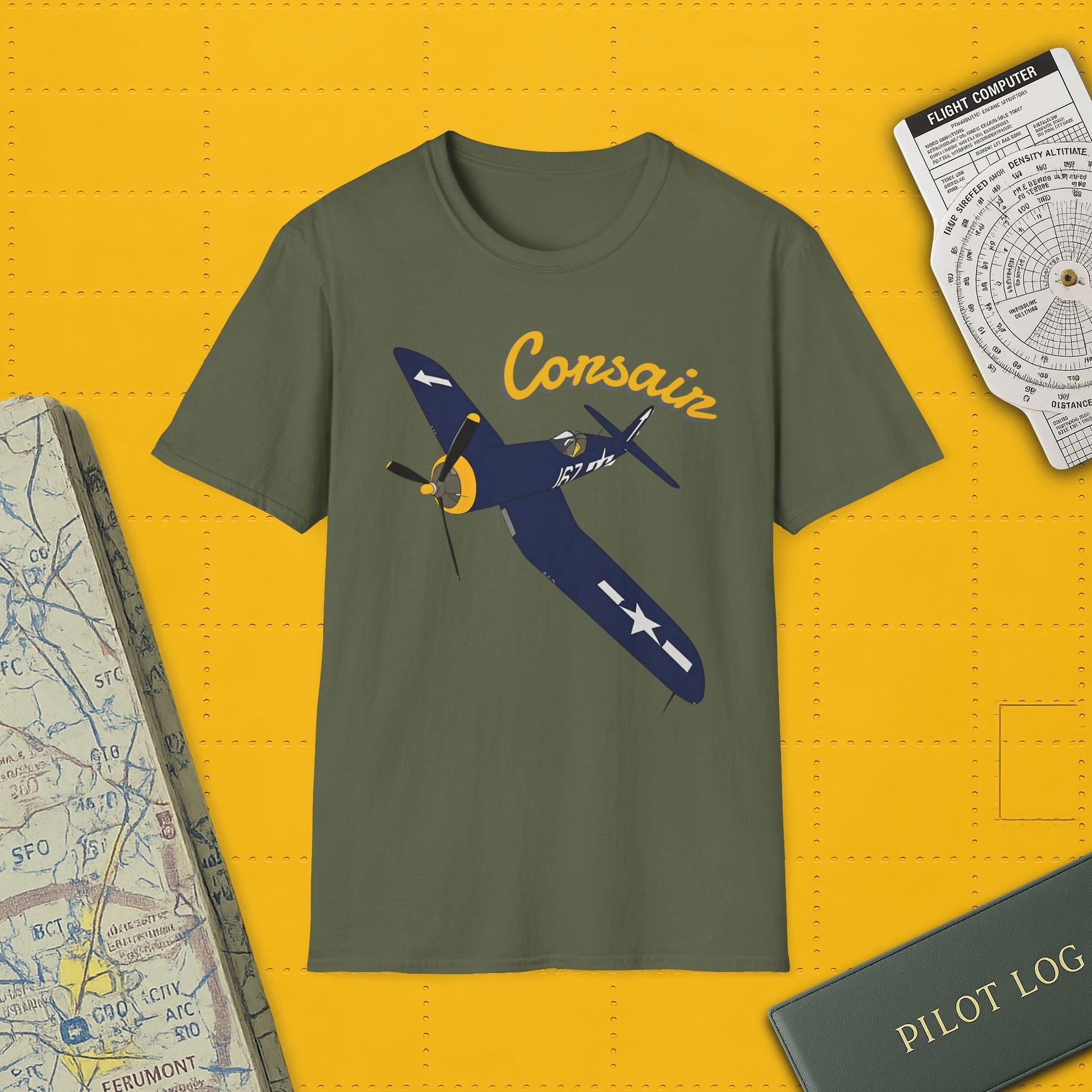 F4U Corsair Premium T Shirt – WWII Fighter in Full Color Detail Pilot gifts warbird t shirt