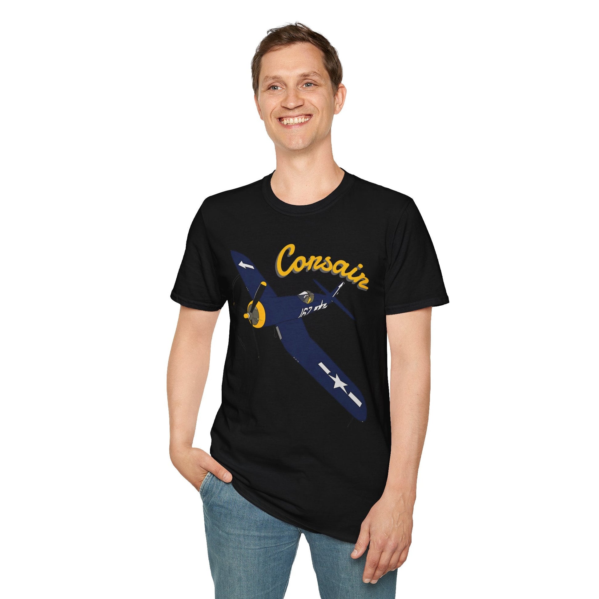 F4U Corsair Premium T Shirt – WWII Fighter in Full Color Detail Pilot gifts warbird t shirt