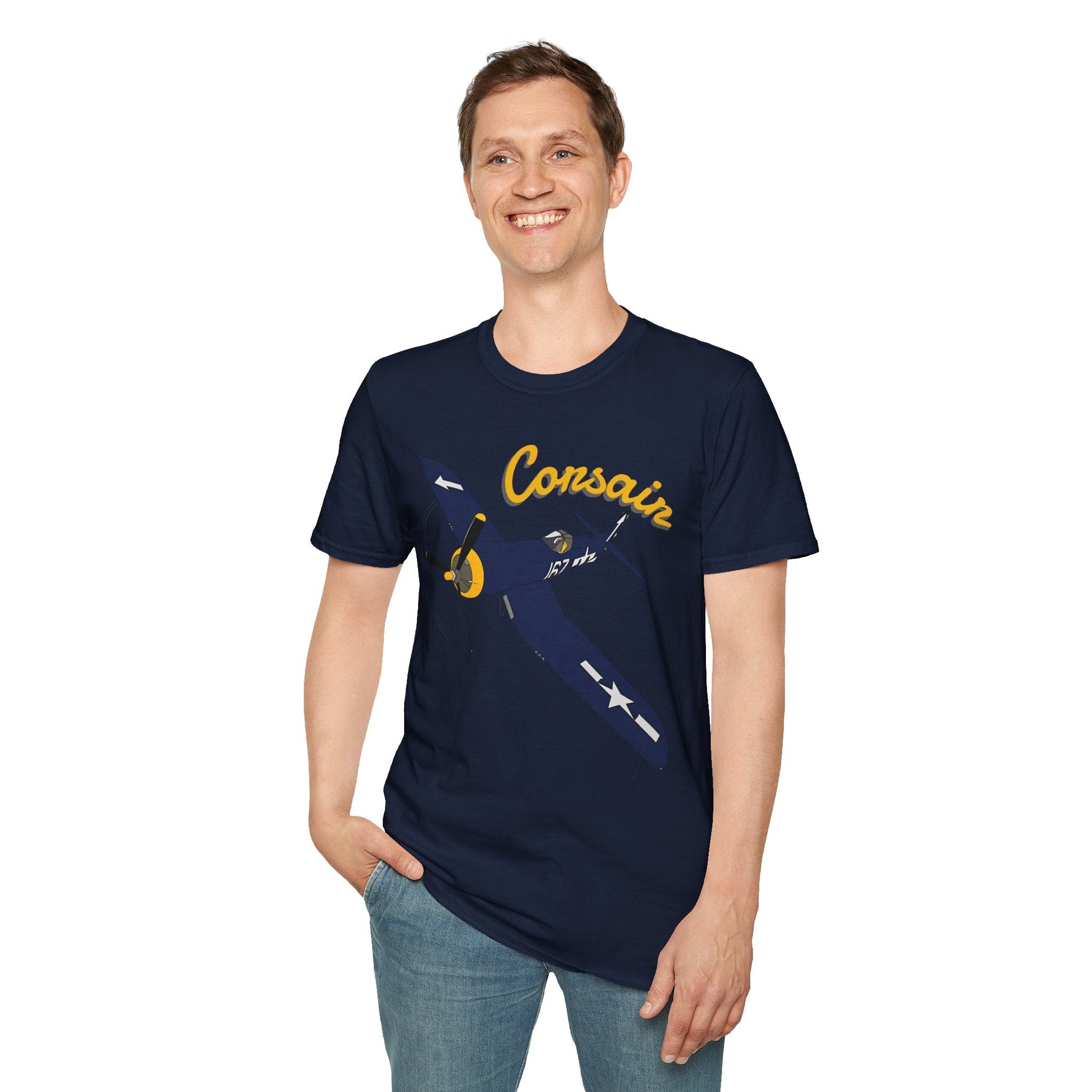 F4U Corsair Premium T Shirt – WWII Fighter in Full Color Detail Pilot gifts warbird t shirt