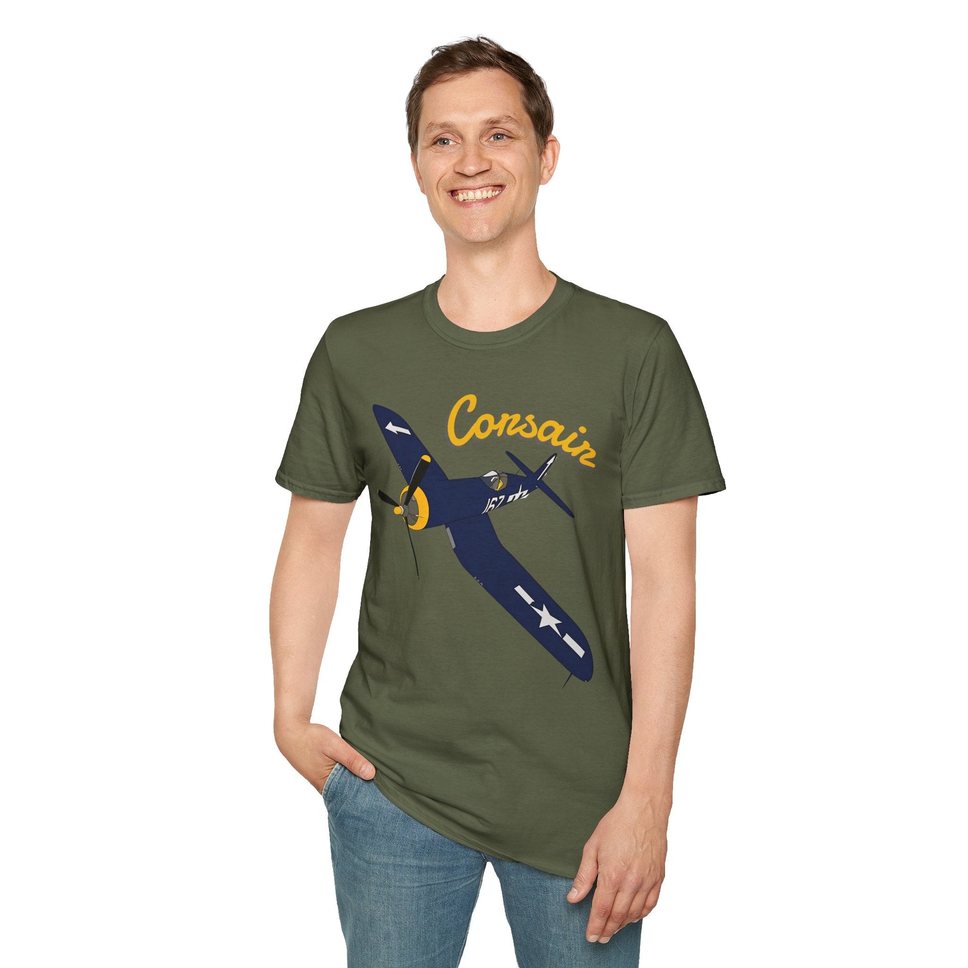 F4U Corsair Premium T Shirt – WWII Fighter in Full Color Detail Pilot gifts warbird t shirt