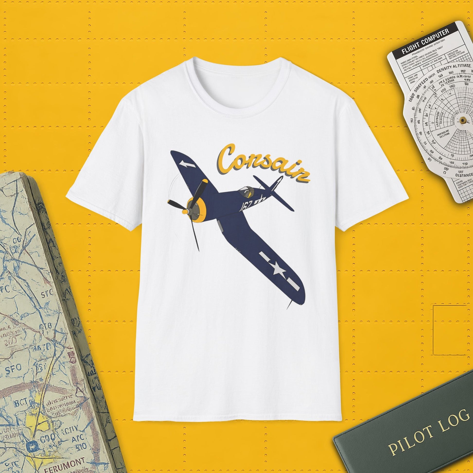 F4U Corsair Premium T Shirt – WWII Fighter in Full Color Detail Pilot gifts warbird t shirt