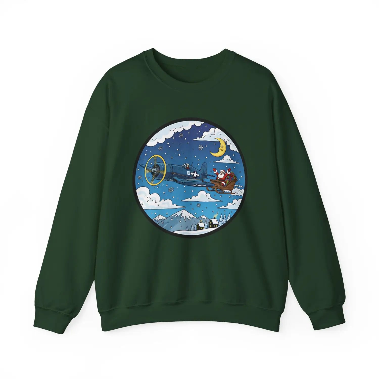 F4U Corsair Pulling Santa’s Sleigh – Holiday Sweater - Sweatshirt - Pilot gifts - WWII warbird t-shirt