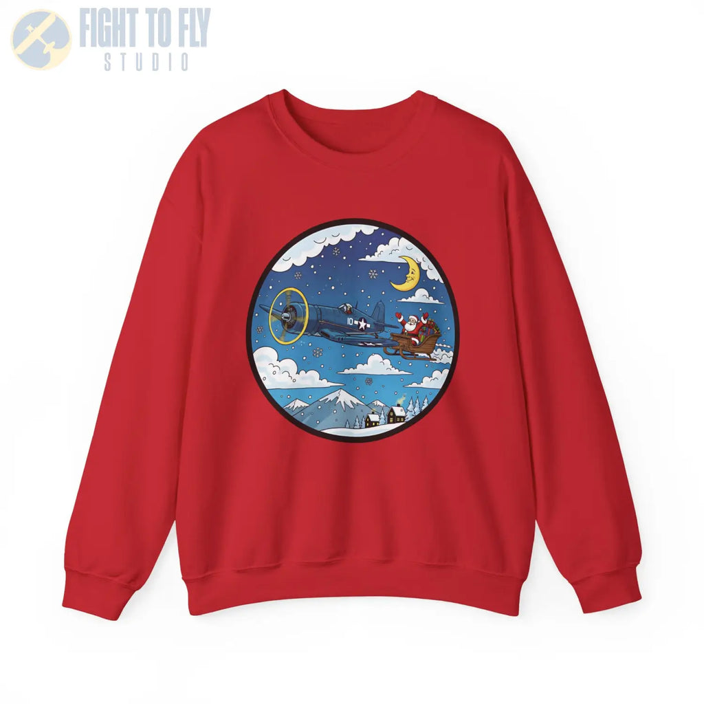 F4U Corsair Pulling Santa’s Sleigh – Holiday Sweater - Sweatshirt - Pilot gifts - WWII warbird t-shirt