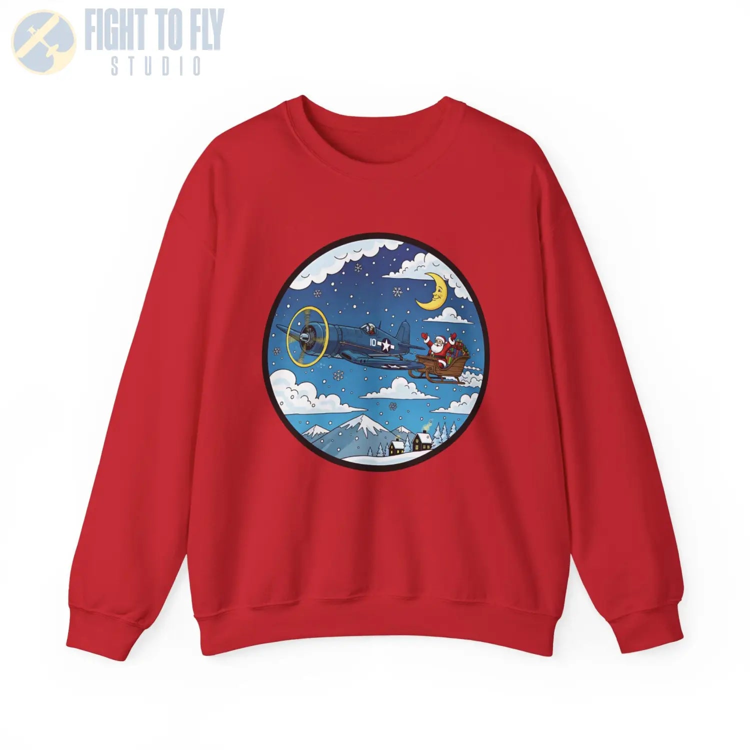 F4U Corsair Pulling Santa’s Sleigh – Holiday Sweater - Sweatshirt - Pilot gifts - WWII warbird t-shirt