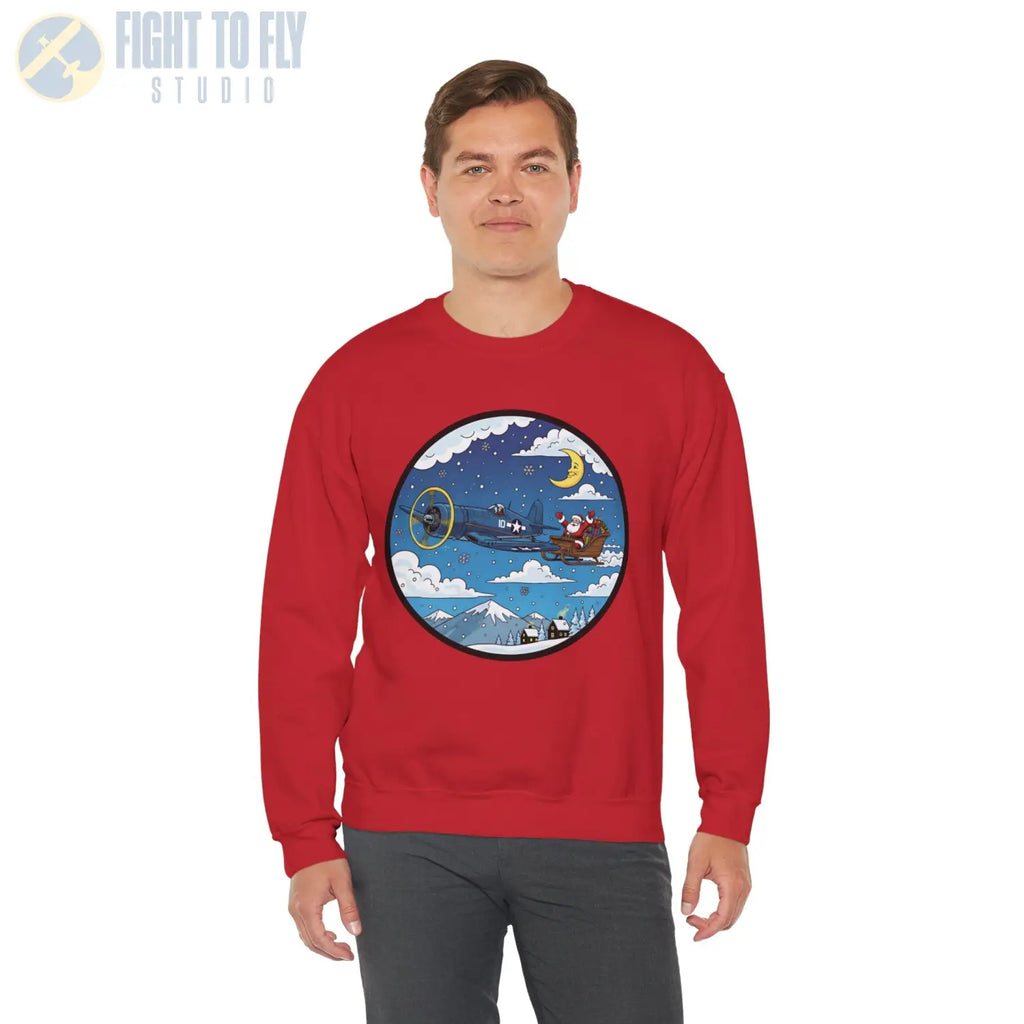 F4U Corsair Pulling Santa’s Sleigh – Holiday Sweater - Sweatshirt - Pilot gifts - WWII warbird t-shirt