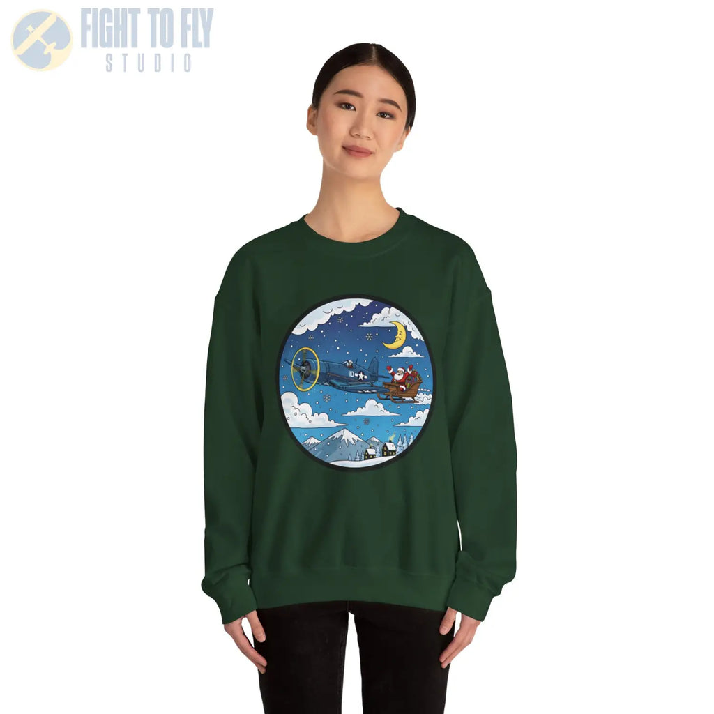 F4U Corsair Pulling Santa’s Sleigh – Holiday Sweater - Sweatshirt - Pilot gifts - WWII warbird t-shirt