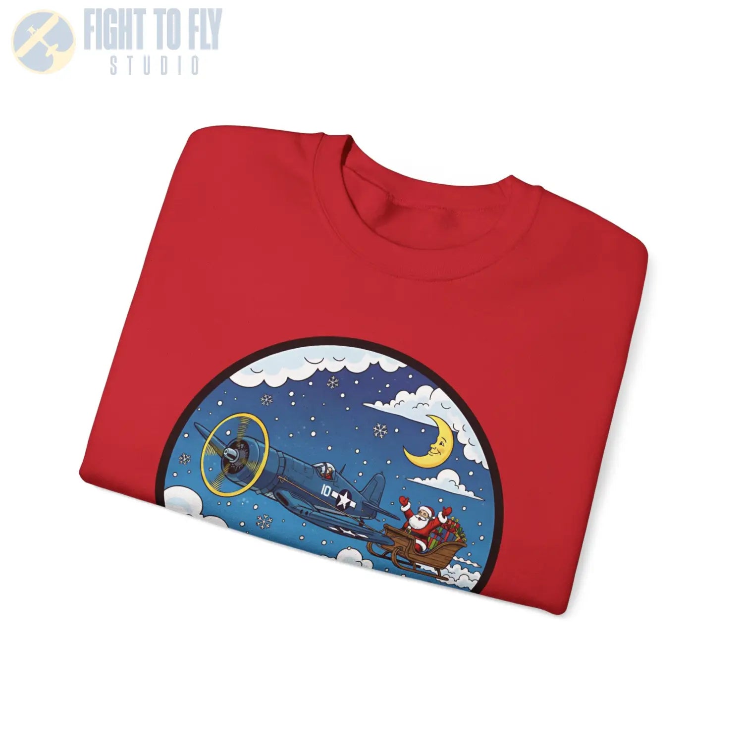 F4U Corsair Pulling Santa’s Sleigh – Holiday Sweater - Sweatshirt - Pilot gifts - WWII warbird t-shirt