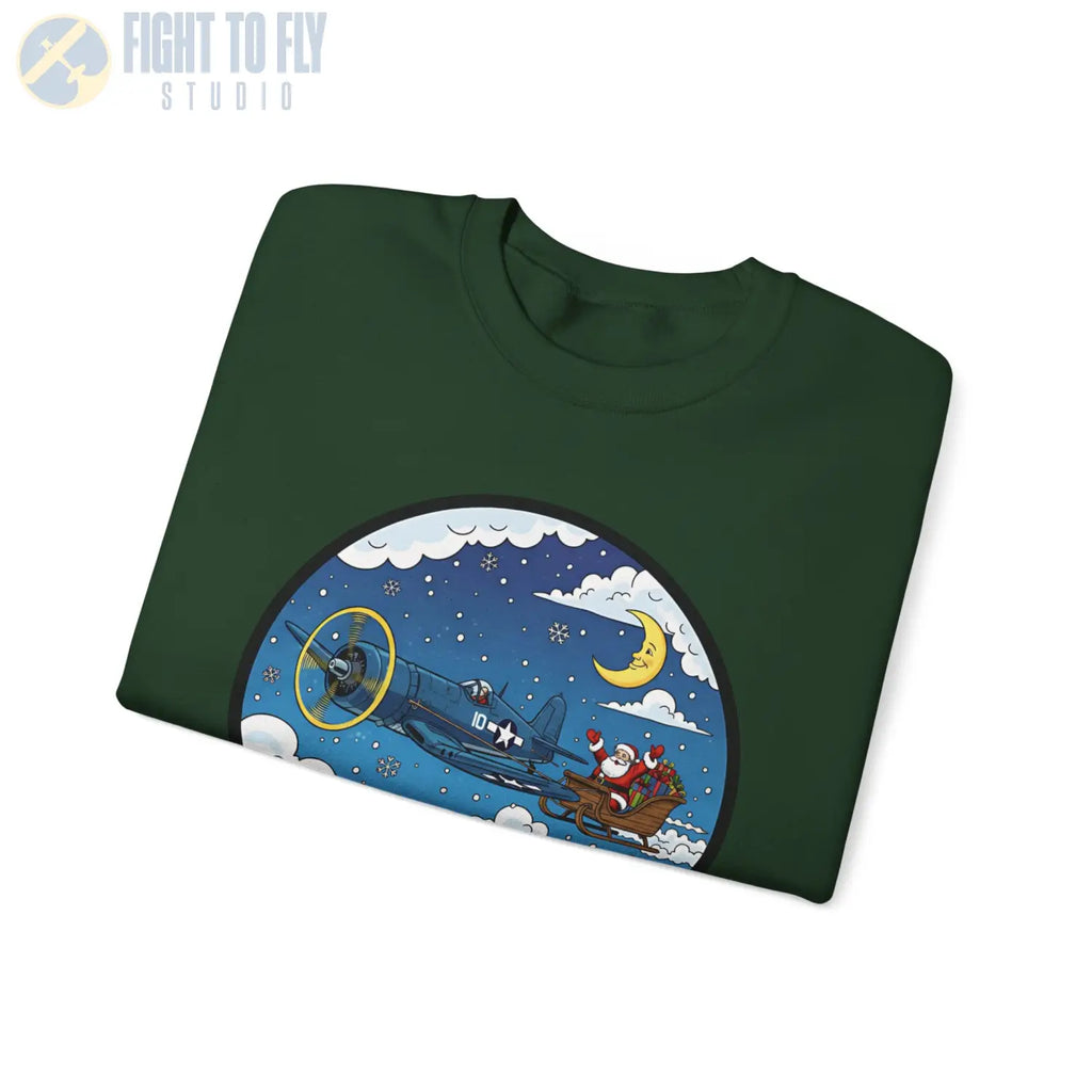 F4U Corsair Pulling Santa’s Sleigh – Holiday Sweater - Sweatshirt - Pilot gifts - WWII warbird t-shirt