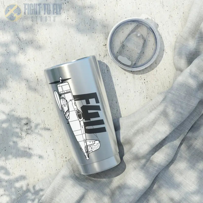 F4U Tumbler – WWII Navy & Marine Fighter Profile - Mug - Pilot gifts - warbird t-shirt