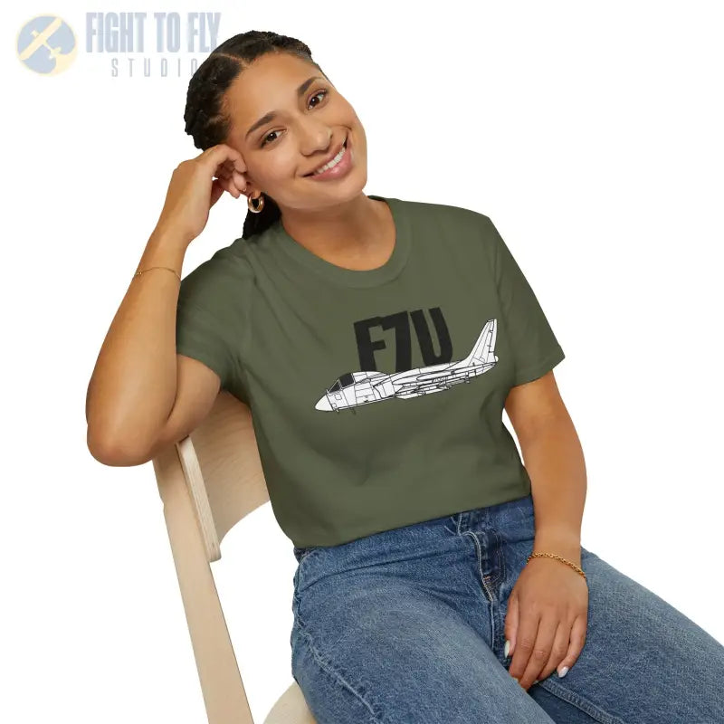 F7U Side Profile T-Shirt – Jet Age Navy Fighter Tee - Pilot gifts - WWII warbird t-shirt