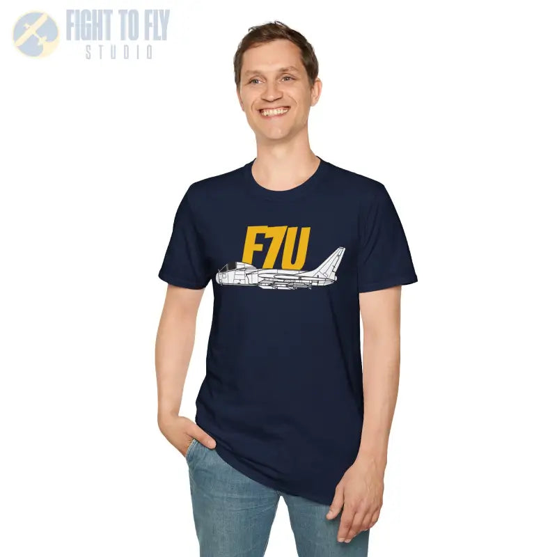 F7U Side Profile T-Shirt – Jet Age Navy Fighter Tee - Pilot gifts - WWII warbird t-shirt
