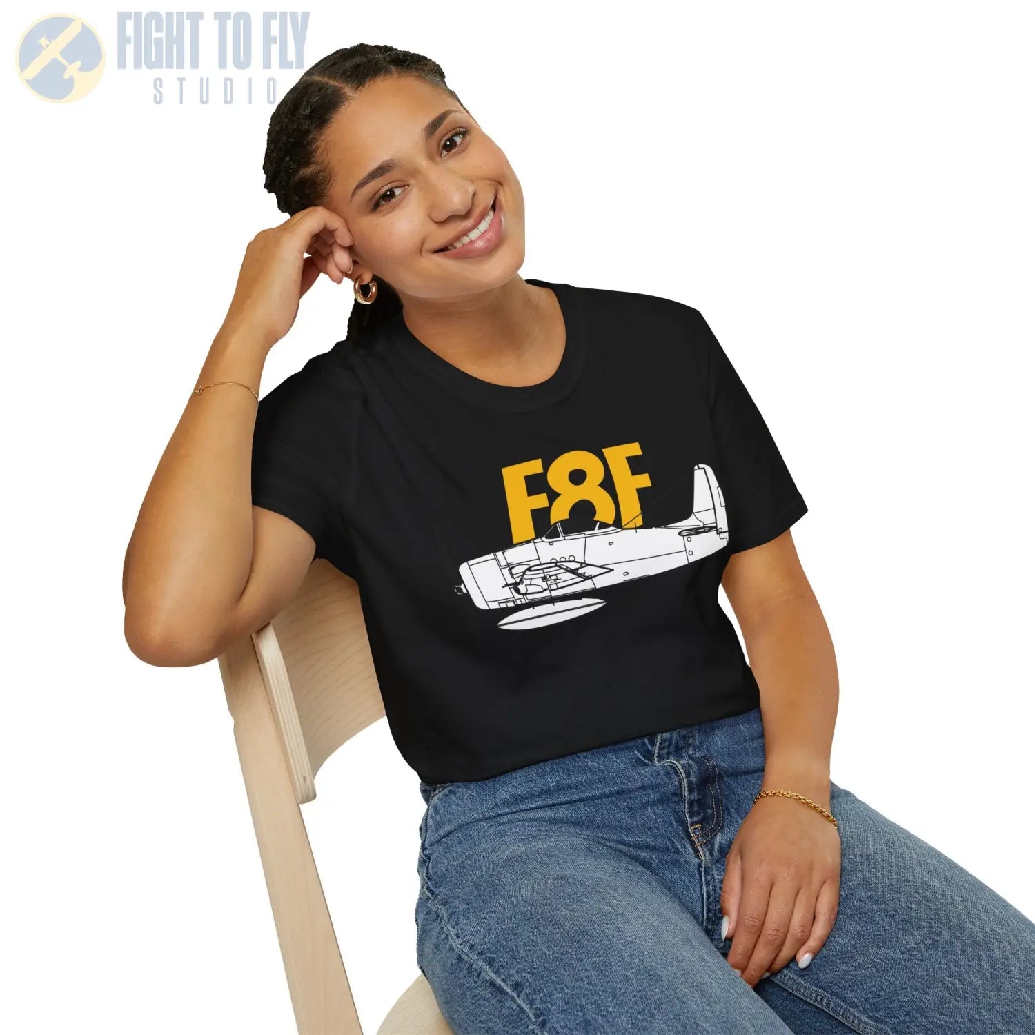 F8F Bearcat Side Profile T-Shirt - Pilot gifts - WWII warbird t-shirt