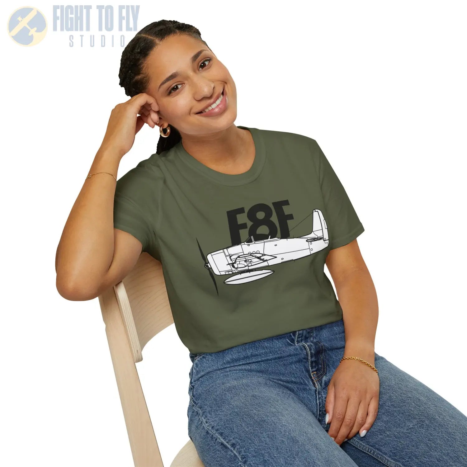 F8F Bearcat Side Profile T-Shirt - Pilot gifts - WWII warbird t-shirt