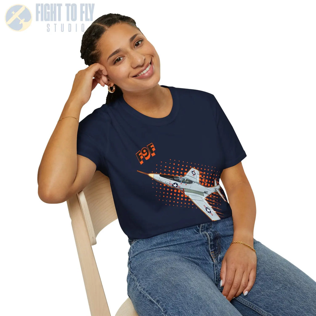 F9F Panther Comic Style T-Shirt - Pilot gifts - WWII warbird t-shirt