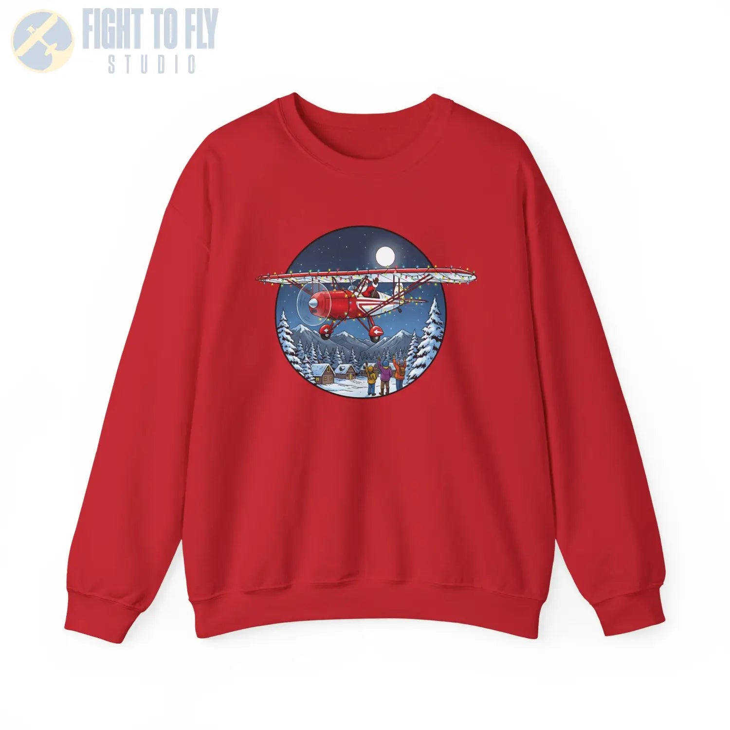 Fairchild 22 with Santa at the Controls – Holiday Sweater - Sweatshirt - Pilot gifts - WWII warbird t-shirt