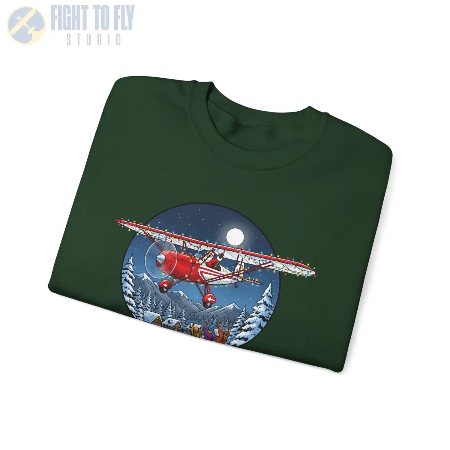 Fairchild 22 with Santa at the Controls – Holiday Sweater - Sweatshirt - Pilot gifts - WWII warbird t-shirt