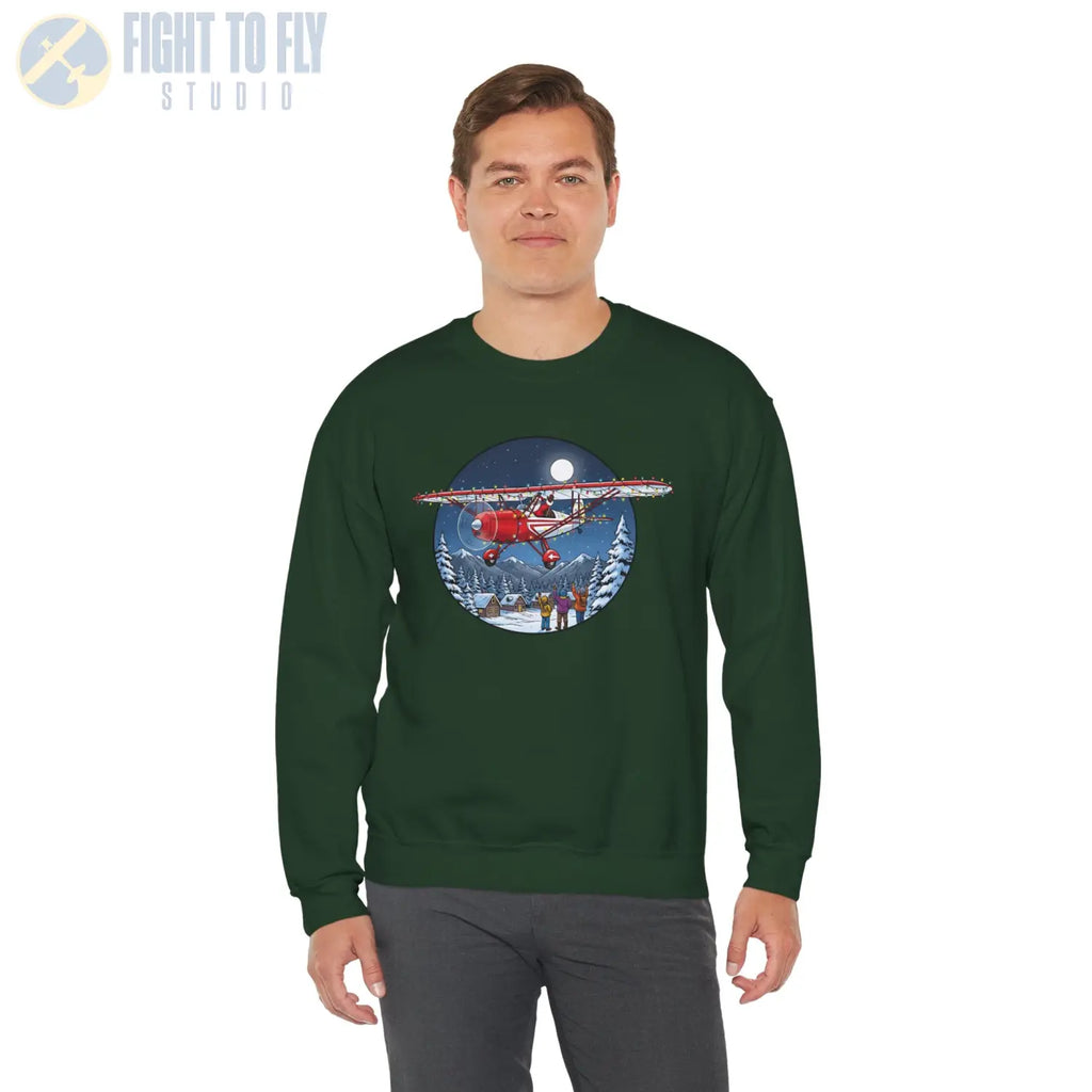 Fairchild 22 with Santa at the Controls – Holiday Sweater - Sweatshirt - Pilot gifts - WWII warbird t-shirt