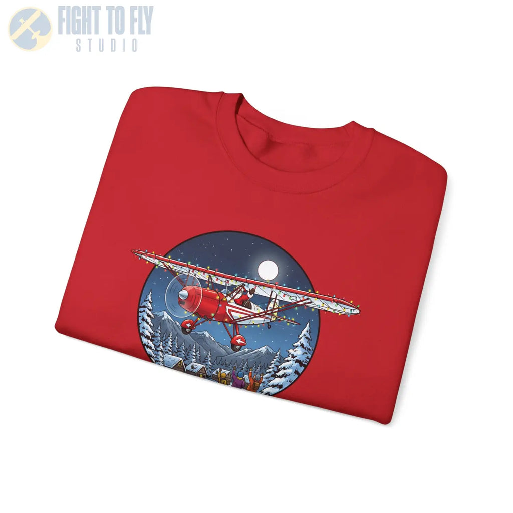 Fairchild 22 with Santa at the Controls – Holiday Sweater - Sweatshirt - Pilot gifts - WWII warbird t-shirt