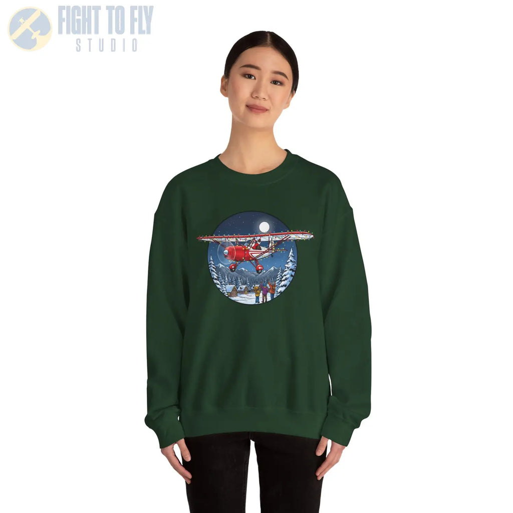 Fairchild 22 with Santa at the Controls – Holiday Sweater - Sweatshirt - Pilot gifts - WWII warbird t-shirt