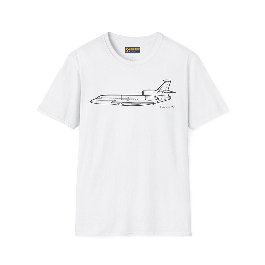 Falcon 7X T-Shirt – Trijet Business Jet Side Profile Aviation Tee - Pilot gifts - WWII warbird t-shirt
