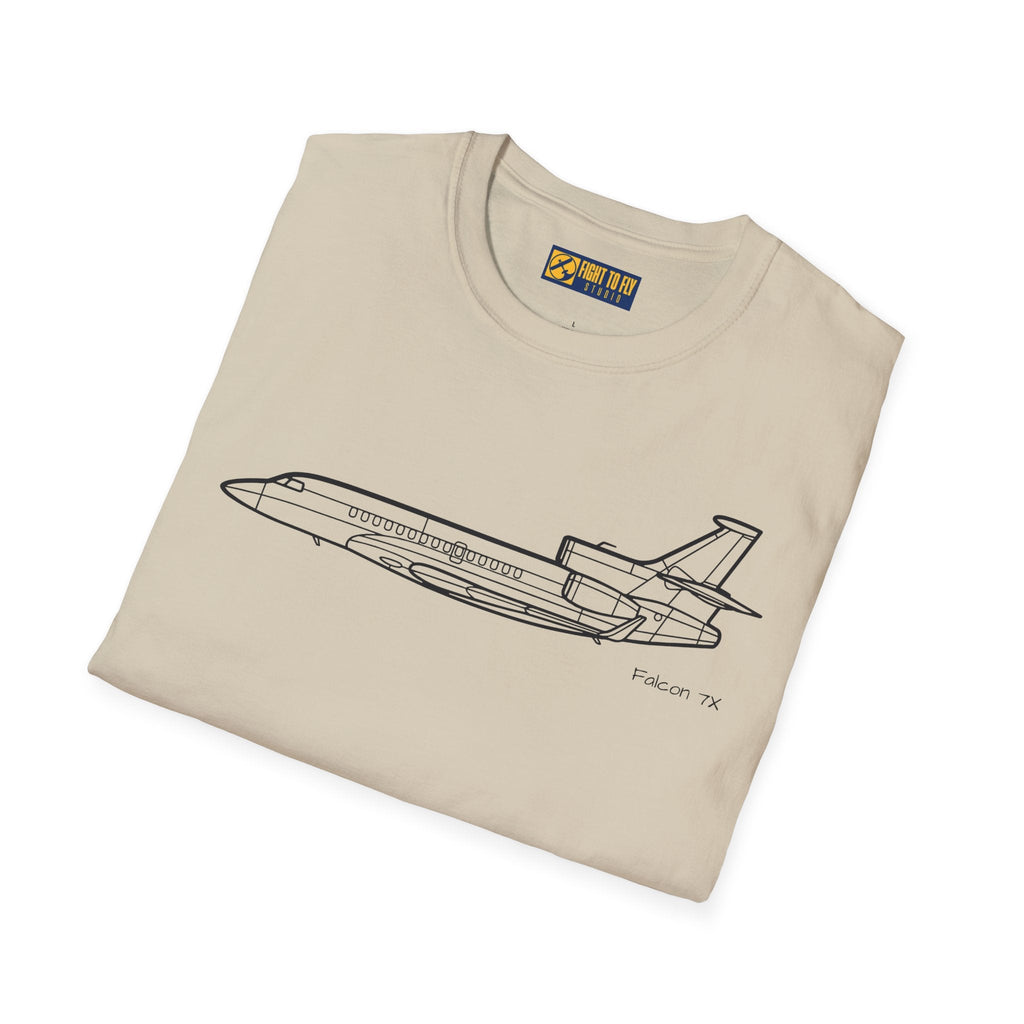 Falcon 7X T-Shirt – Trijet Business Jet Side Profile Aviation Tee - Pilot gifts - WWII warbird t-shirt