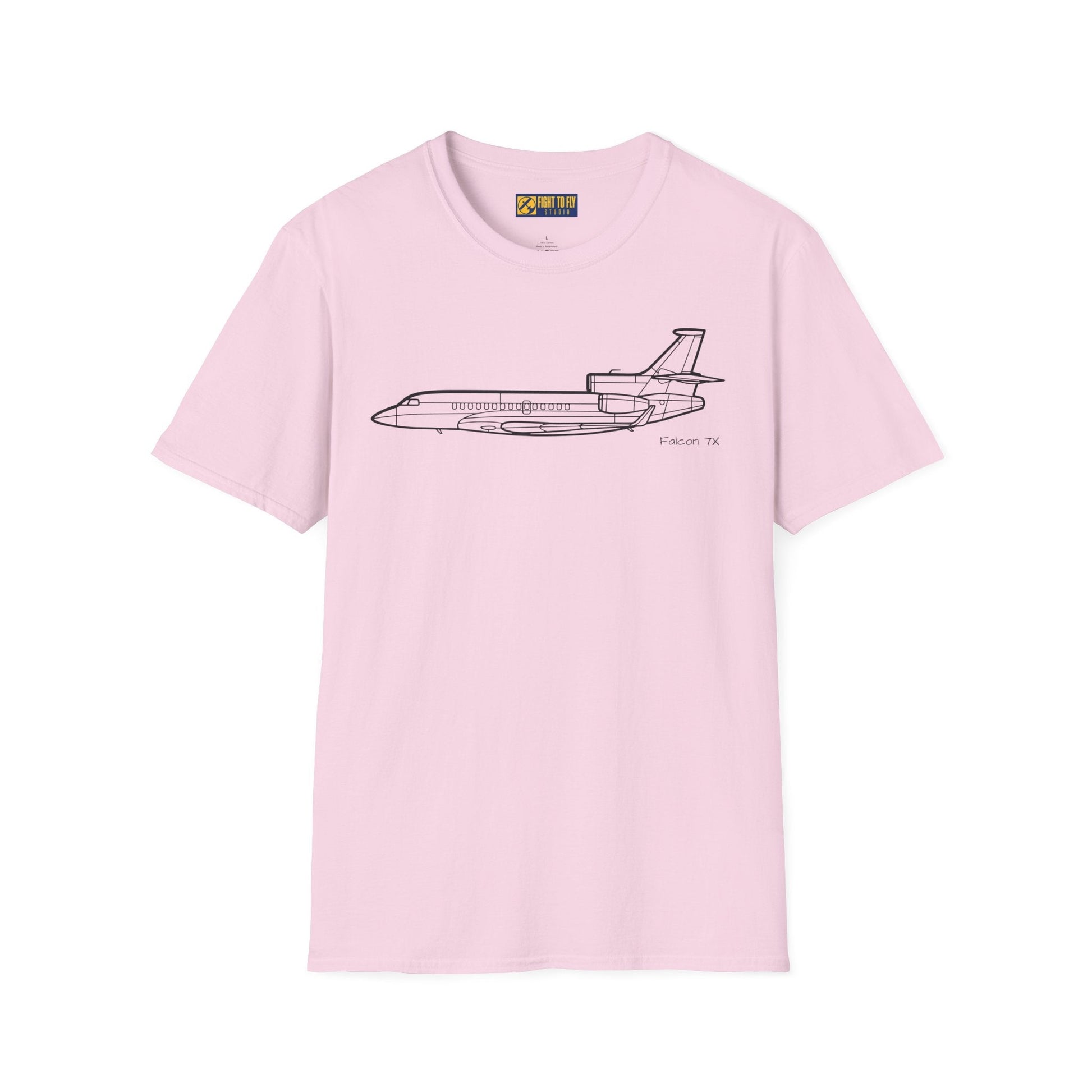 Falcon 7X T-Shirt – Trijet Business Jet Side Profile Aviation Tee - Pilot gifts - WWII warbird t-shirt