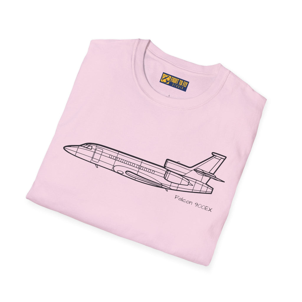 Falcon 900EX T-Shirt – Trijet Corporate Jet Side Profile Tee - Pilot gifts - WWII warbird t-shirt
