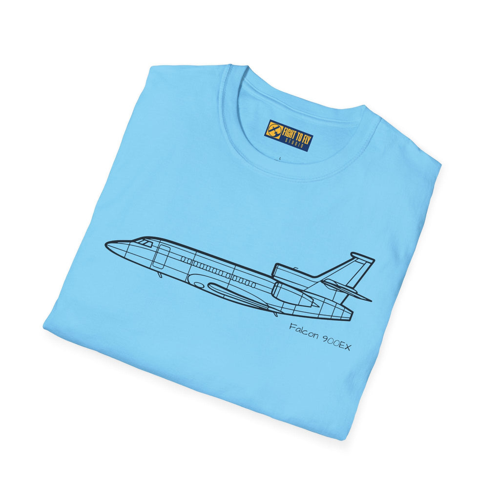 Falcon 900EX T-Shirt – Trijet Corporate Jet Side Profile Tee - Pilot gifts - WWII warbird t-shirt