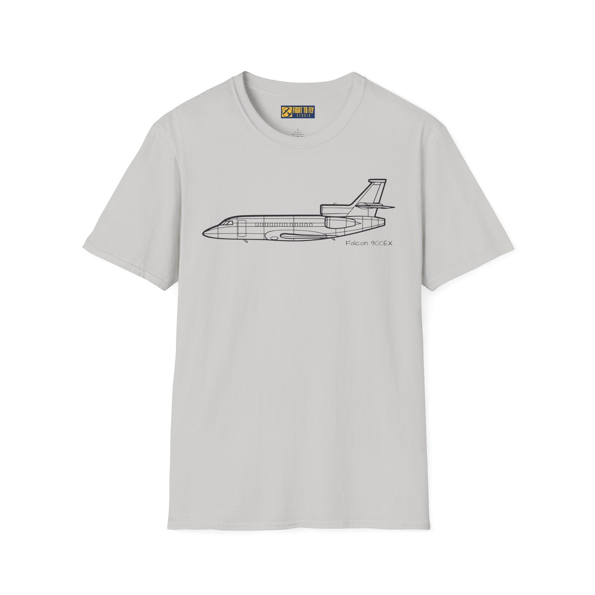 Falcon 900EX T-Shirt – Trijet Corporate Jet Side Profile Tee - Pilot gifts - WWII warbird t-shirt