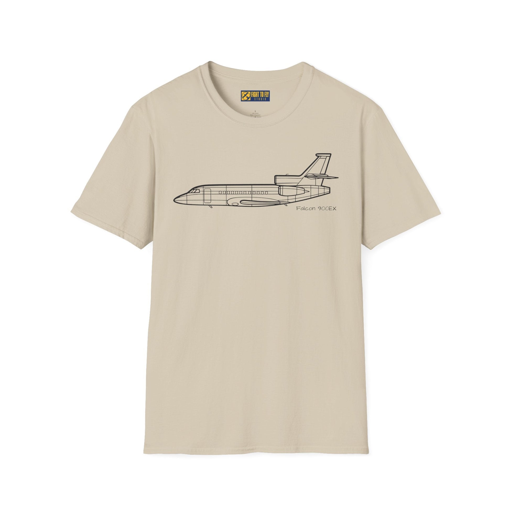 Falcon 900EX T-Shirt – Trijet Corporate Jet Side Profile Tee - Pilot gifts - WWII warbird t-shirt