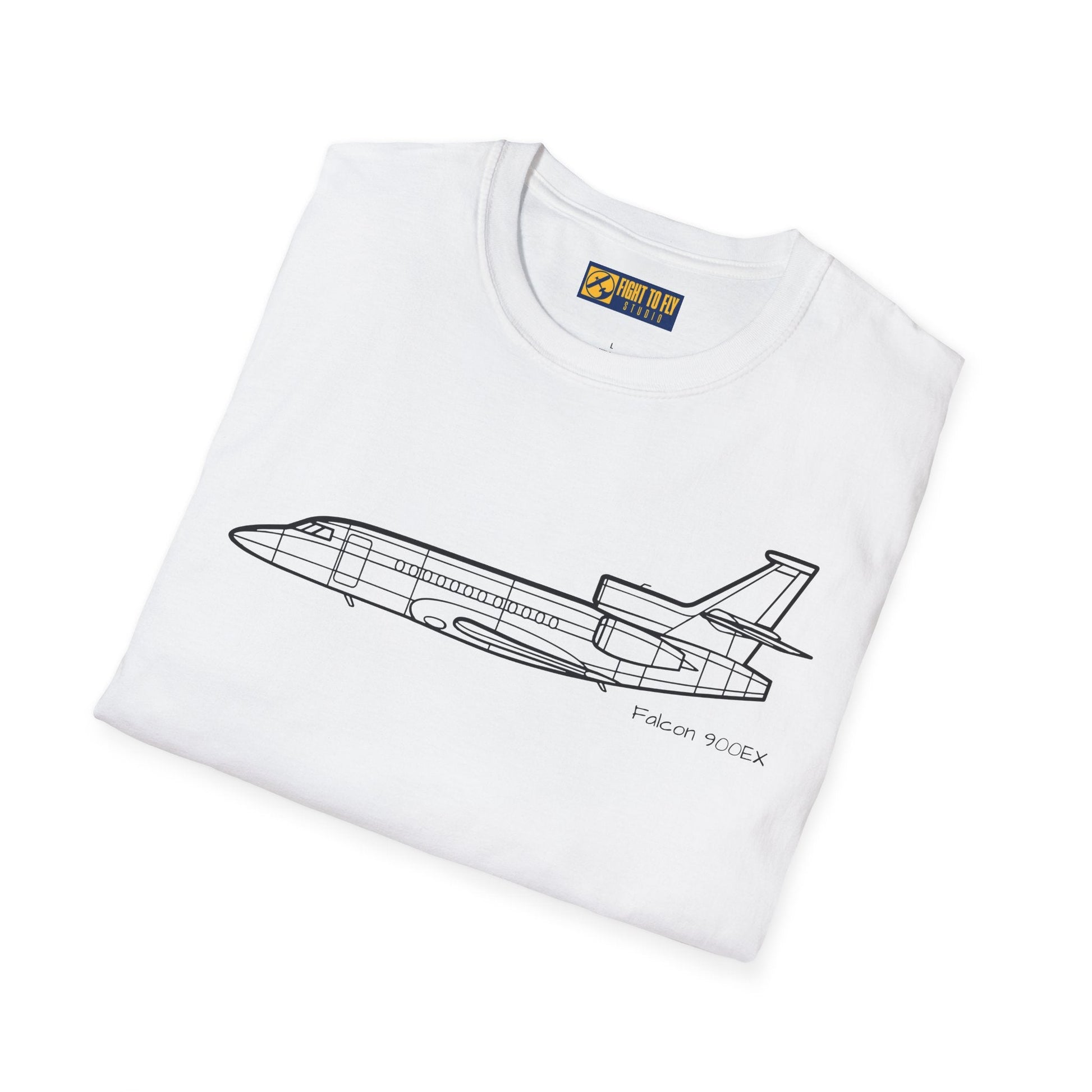 Falcon 900EX T-Shirt – Trijet Corporate Jet Side Profile Tee - Pilot gifts - WWII warbird t-shirt