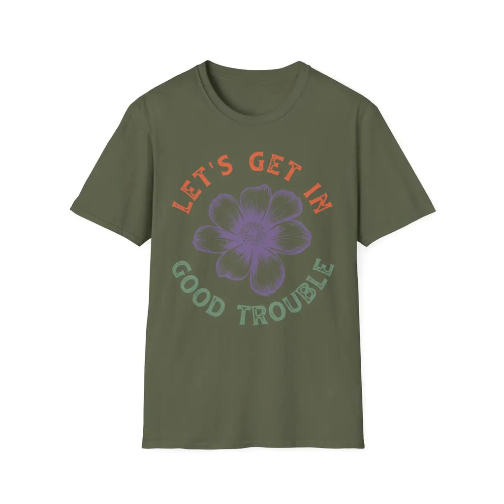 Floral Motivational T-Shirt - Let’s Get In Good Trouble - Pilot gifts - WWII warbird t-shirt