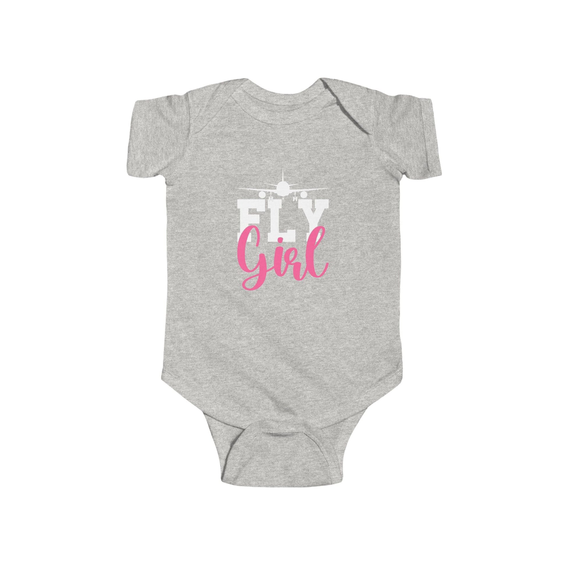 Fly Girl – Baby Aviation Shirt with Airliner Silhouette - Kids clothes - Gifts for pilots - apparel