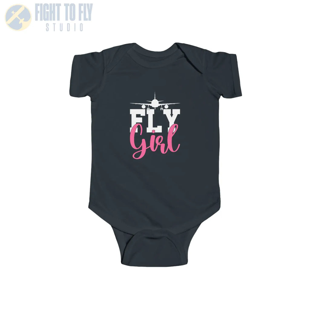 Fly Girl – Baby Aviation Shirt with Airliner Silhouette - Kids clothes - Pilot gifts - WWII warbird t-shirt