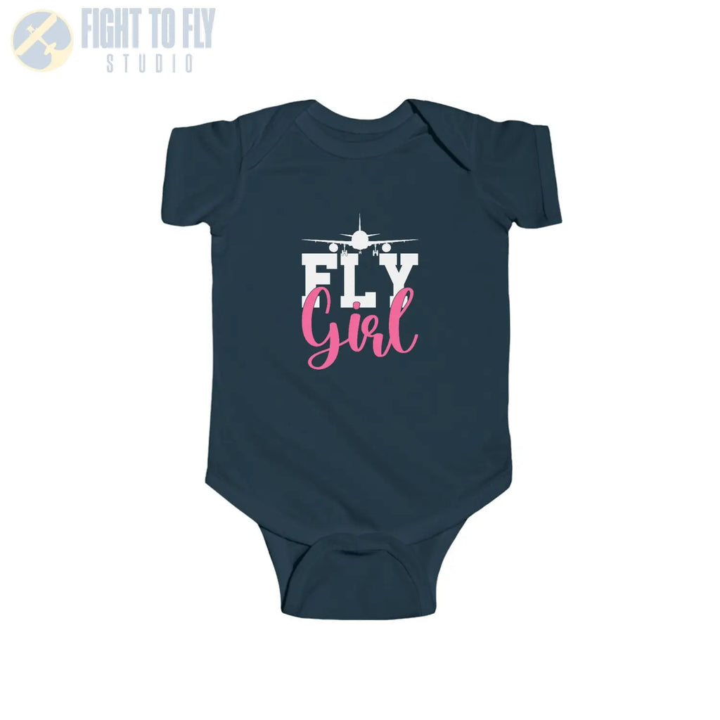 Fly Girl – Baby Aviation Shirt with Airliner Silhouette - Kids clothes - Pilot gifts - WWII warbird t-shirt