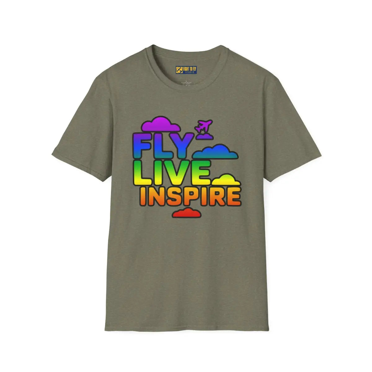 Fly Live Inspire - Plane and Clouds - T-Shirt - Pilot gifts - WWII warbird t-shirt