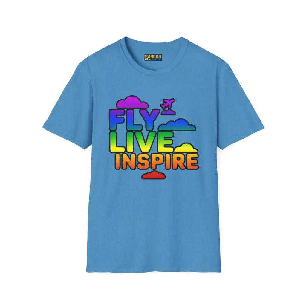 Fly Live Inspire - Plane and Clouds - T-Shirt - Pilot gifts - WWII warbird t-shirt