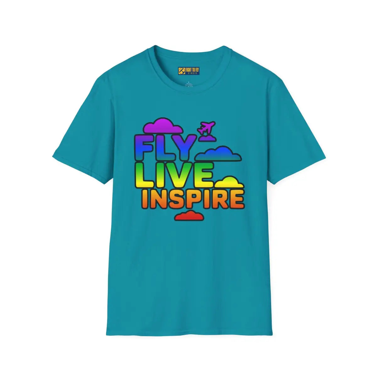 Fly Live Inspire - Plane and Clouds - T-Shirt - Pilot gifts - WWII warbird t-shirt