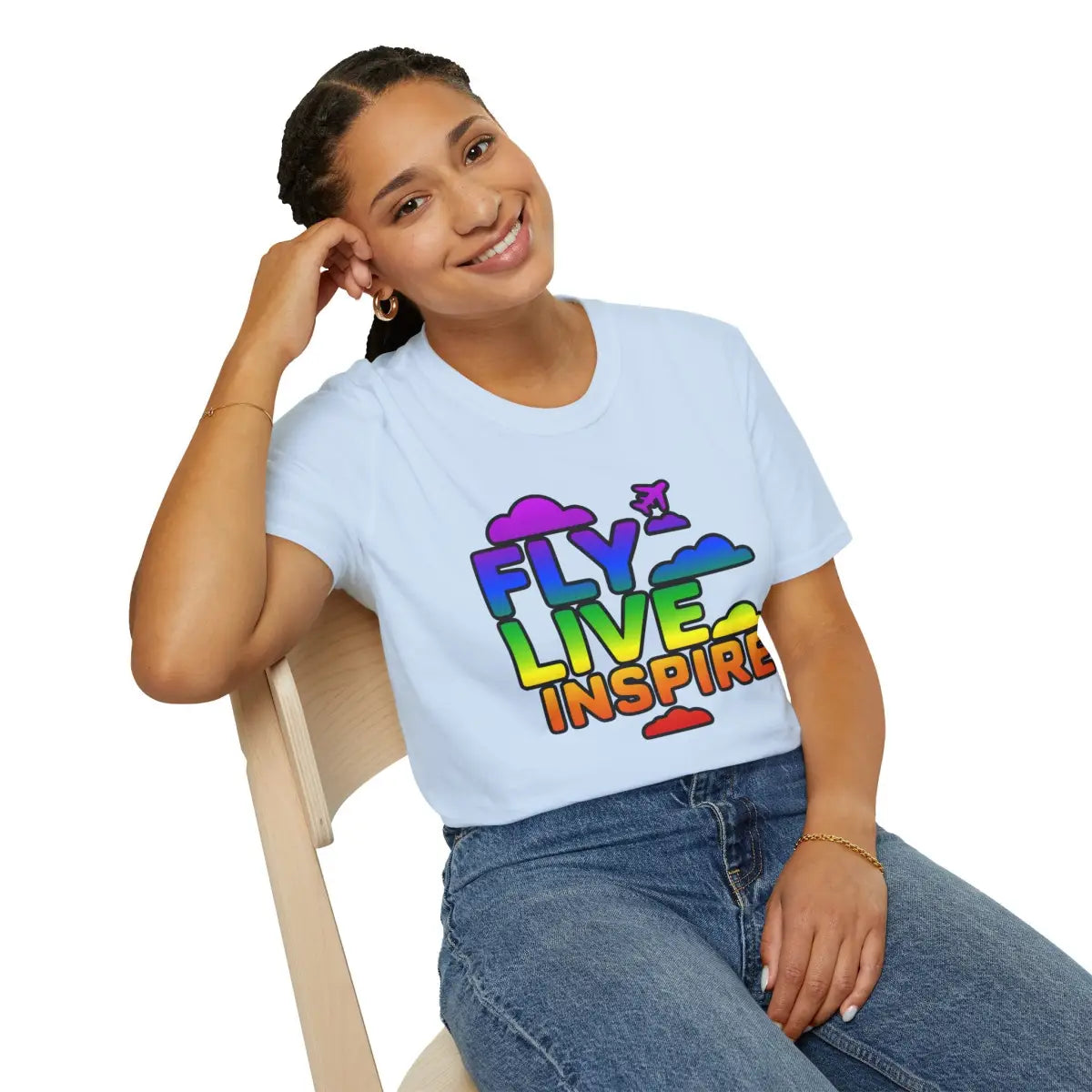 Fly Live Inspire - Plane and Clouds - T-Shirt - Pilot gifts - WWII warbird t-shirt
