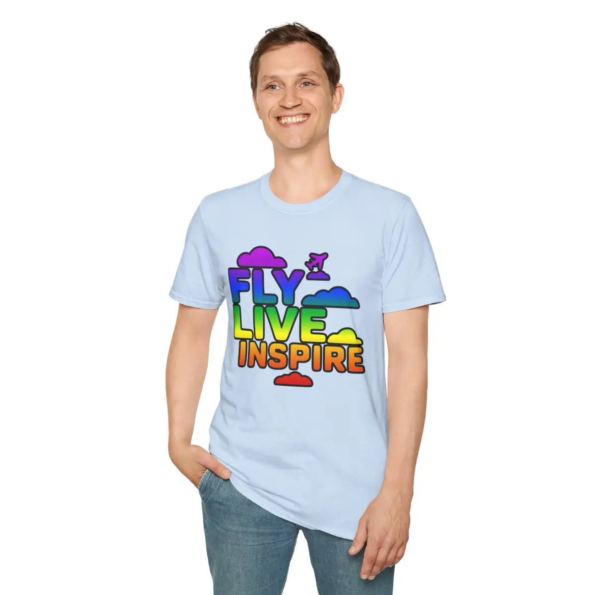 Fly Live Inspire - Plane and Clouds - T-Shirt - Pilot gifts - WWII warbird t-shirt