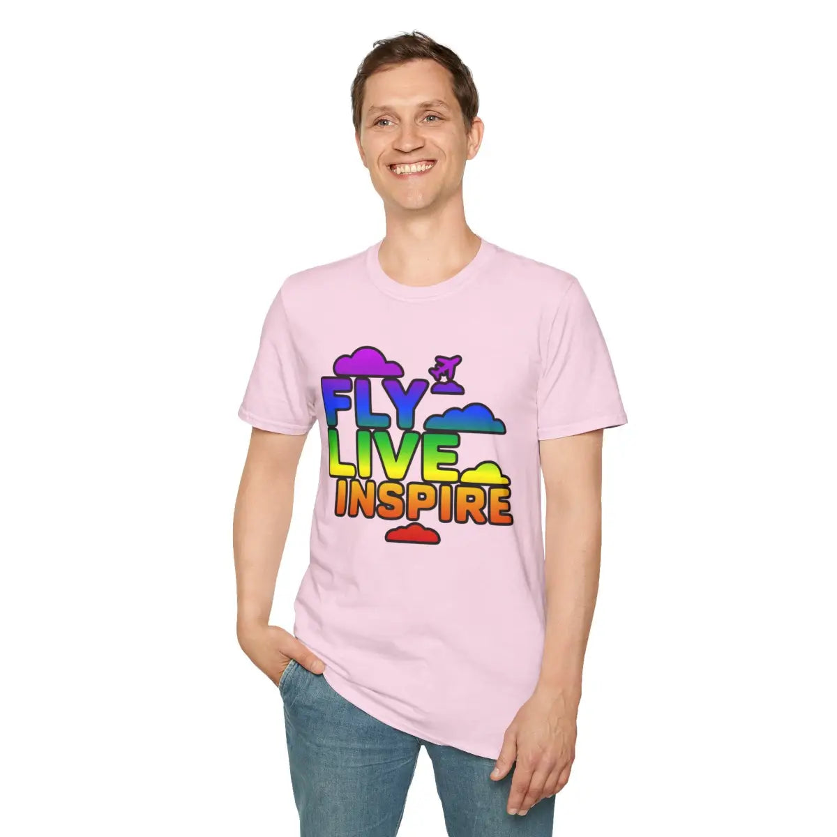 Fly Live Inspire - Plane and Clouds - T-Shirt - Pilot gifts - WWII warbird t-shirt