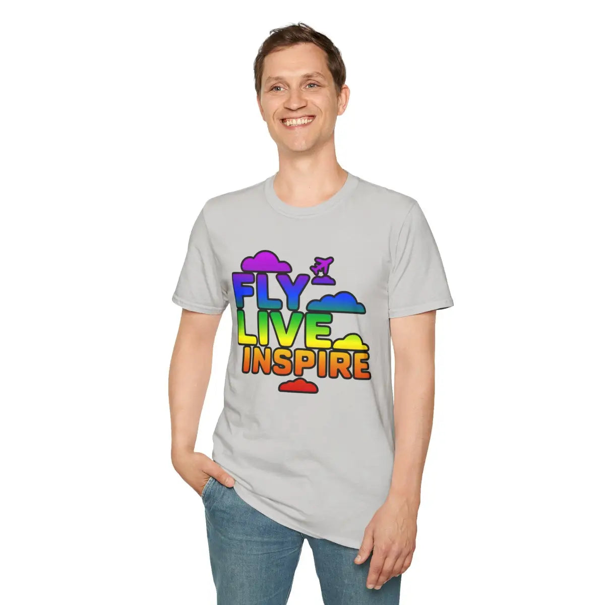 Fly Live Inspire - Plane and Clouds - T-Shirt - Pilot gifts - WWII warbird t-shirt