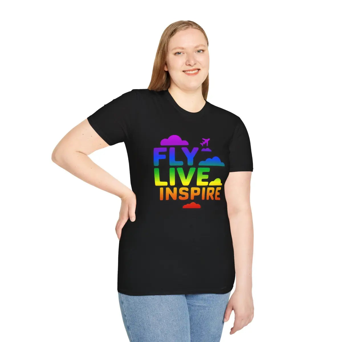 Fly Live Inspire - Plane and Clouds - T-Shirt - Pilot gifts - WWII warbird t-shirt