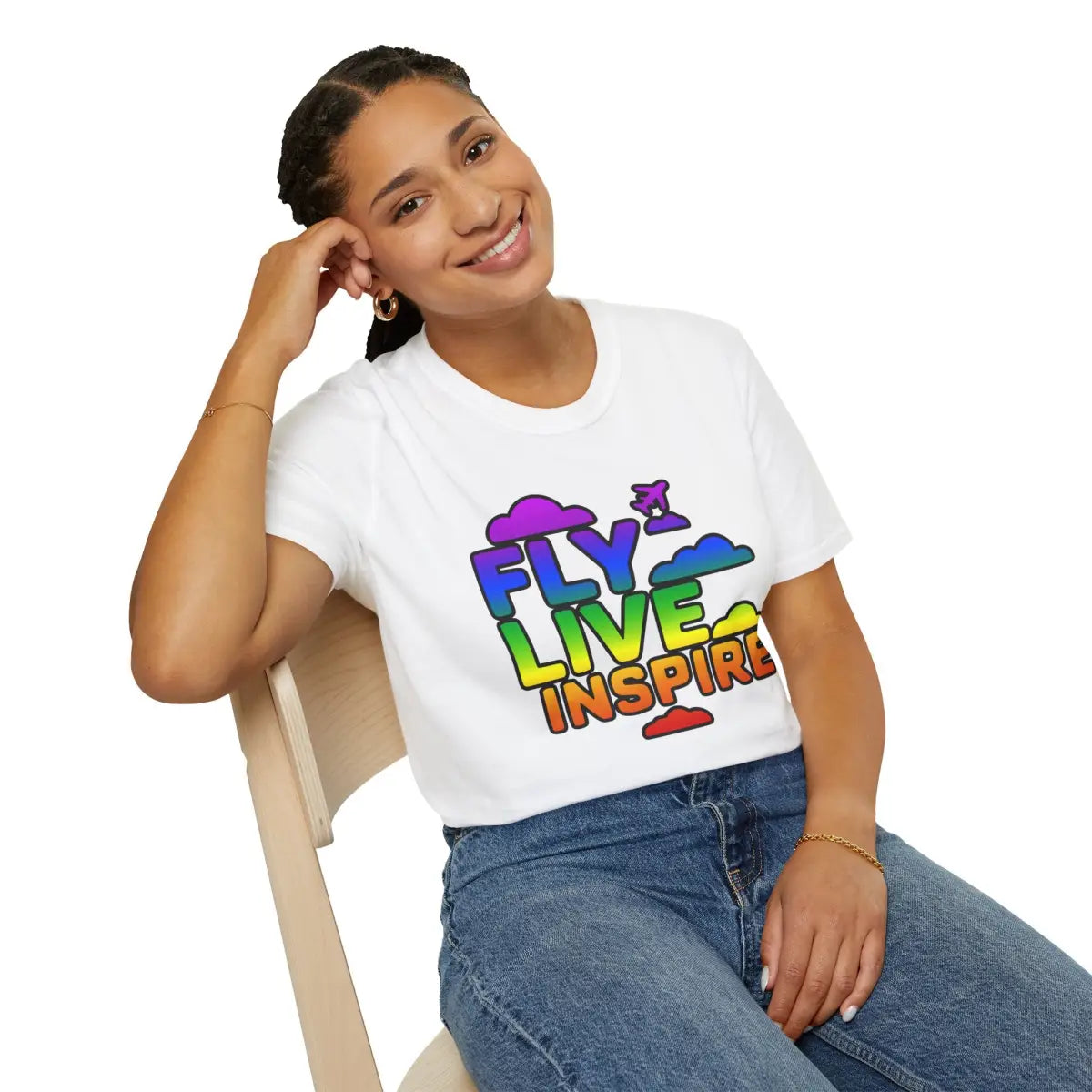 Fly Live Inspire - Plane and Clouds - T-Shirt - Pilot gifts - WWII warbird t-shirt