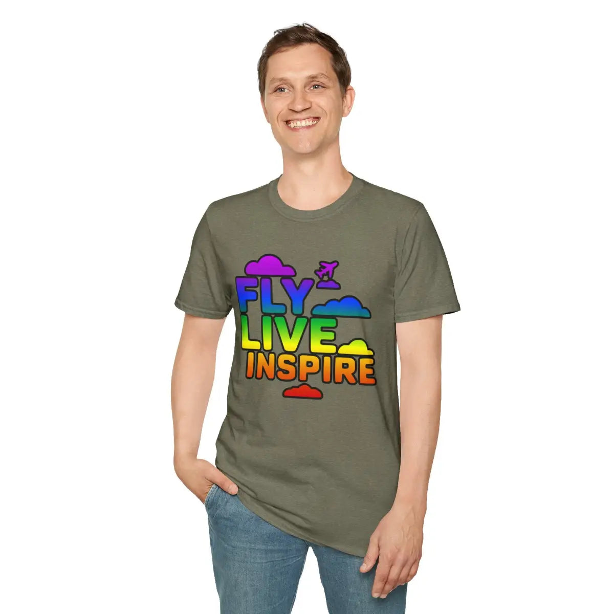 Fly Live Inspire - Plane and Clouds - T-Shirt - Pilot gifts - WWII warbird t-shirt