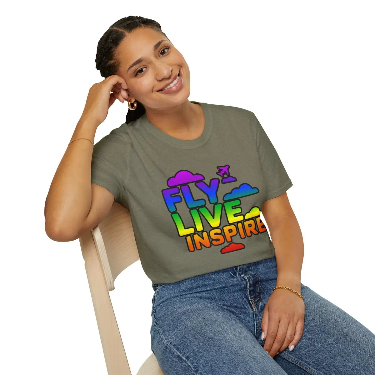 Fly Live Inspire - Plane and Clouds - T-Shirt - Pilot gifts - WWII warbird t-shirt
