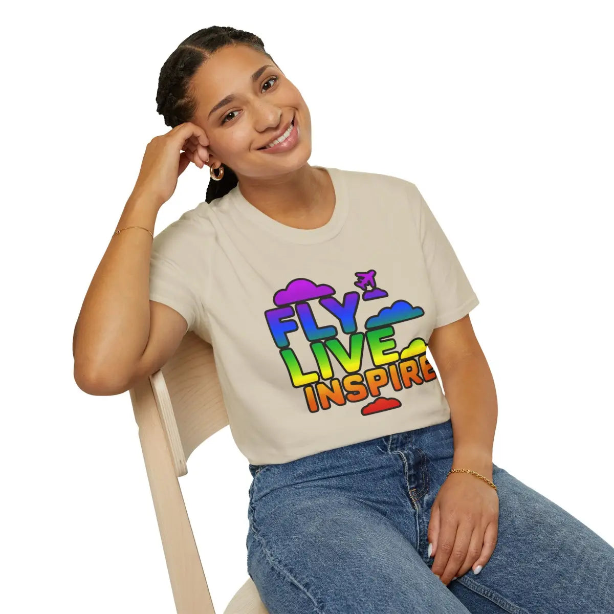 Fly Live Inspire - Plane and Clouds - T-Shirt - Pilot gifts - WWII warbird t-shirt