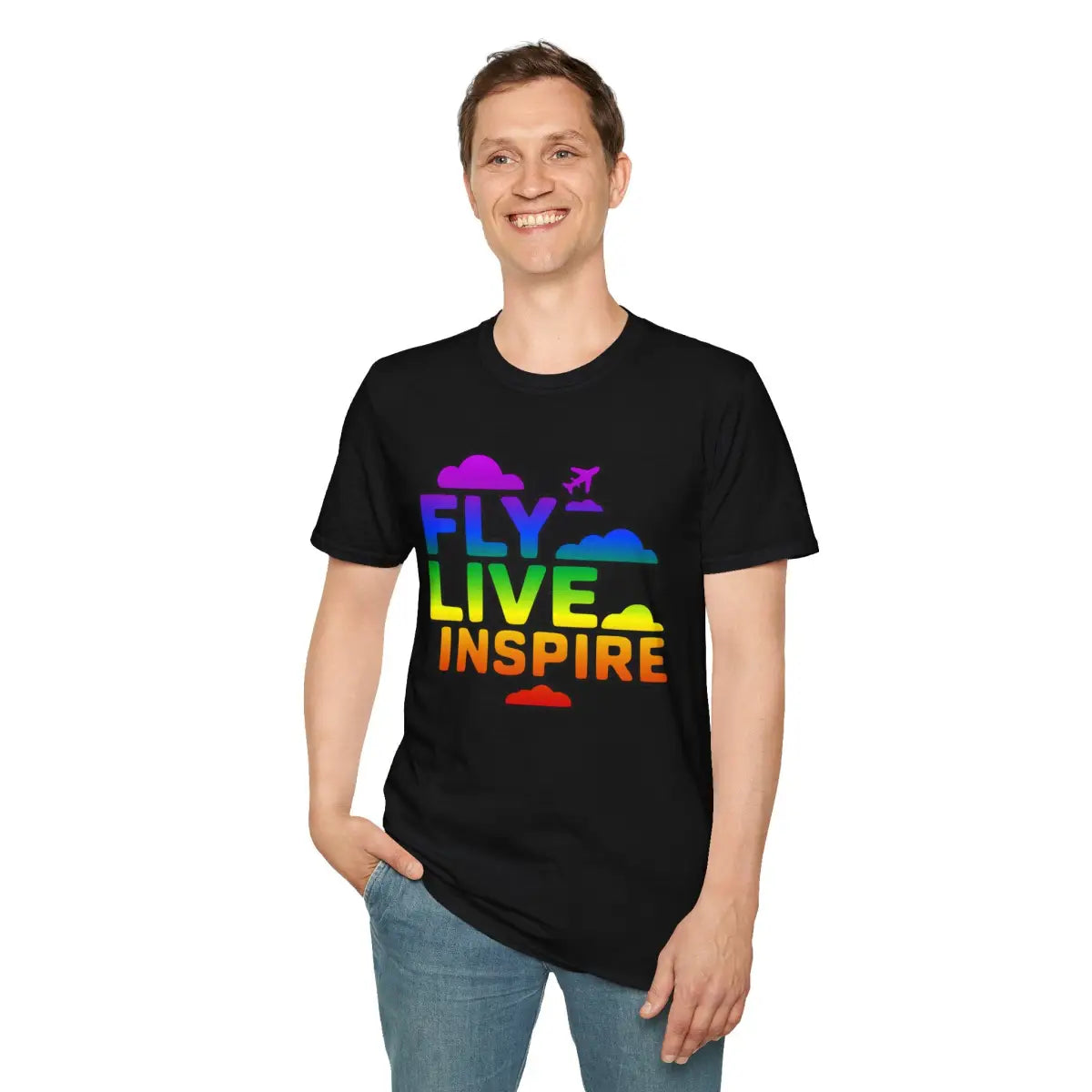 Fly Live Inspire - Plane and Clouds - T-Shirt - Pilot gifts - WWII warbird t-shirt