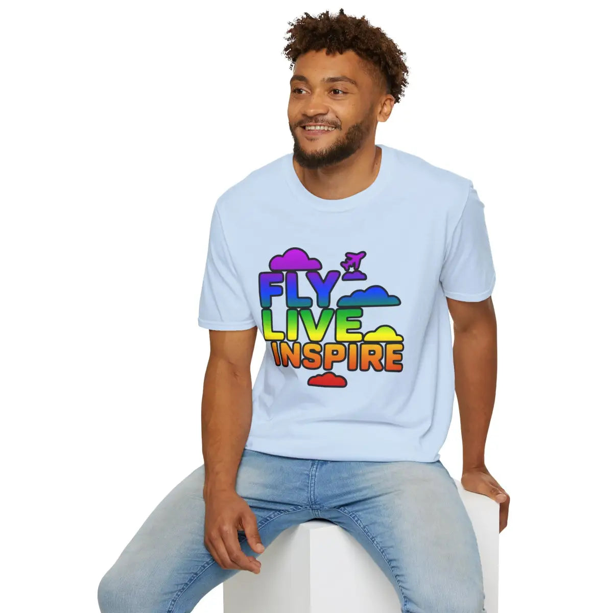 Fly Live Inspire - Plane and Clouds - T-Shirt - Pilot gifts - WWII warbird t-shirt