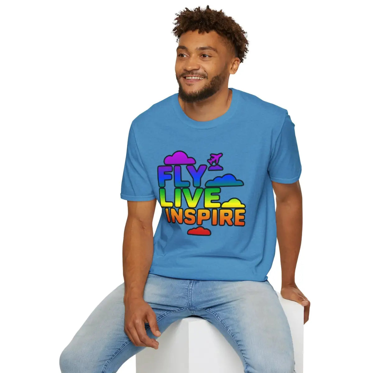 Fly Live Inspire - Plane and Clouds - T-Shirt - Pilot gifts - WWII warbird t-shirt